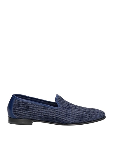 MANOLO BLAHNIK Loafers Navy blue Natural raffia