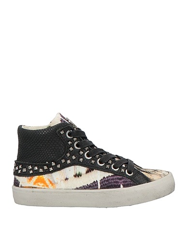 CRIME London Sneakers Black Leather, Textile fibers