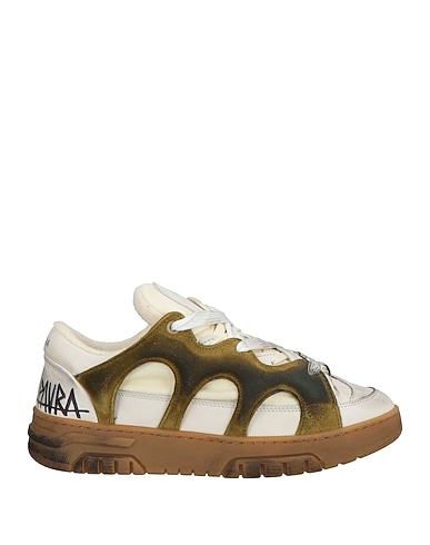 PAURA Sneakers Off white Leather, Textile fibers