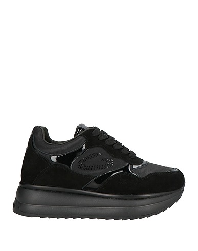 ALBERTO GUARDIANI Sneakers Black Leather, Textile fibres