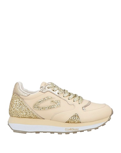 ALBERTO GUARDIANI Sneakers Beige Leather, Textile fibres