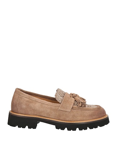 GARLANI Loafers Taupe Leather, Textile fibres