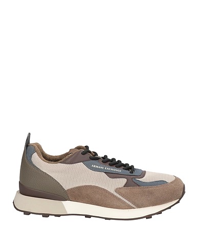 ARMANI EXCHANGE Sneakers Taupe Leather, Textile fibers