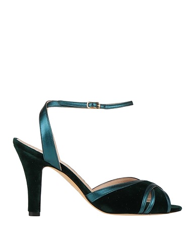 LENORA Sandals Dark green Textile fibers, Leather