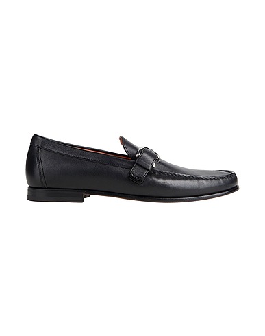 SANTONI Loafers Black Leather