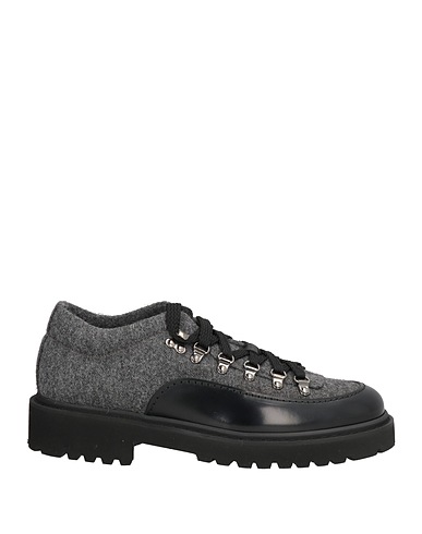 DOUCAL'S Laced shoes Charcoal Leather, Textile fibers