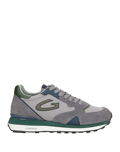 ALBERTO GUARDIANI Sneakers Grey Leather, Textile fibres