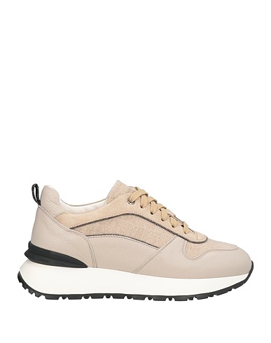 DOUCAL'S Sneakers Beige Leather, Textile fibers