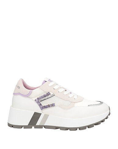 EMANUÉLLE VEE Sneakers White Leather, Textile fibers