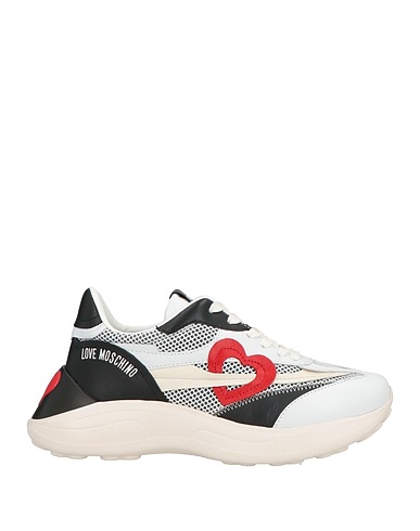 LOVE MOSCHINO Sneakers White Leather, Textile fibres