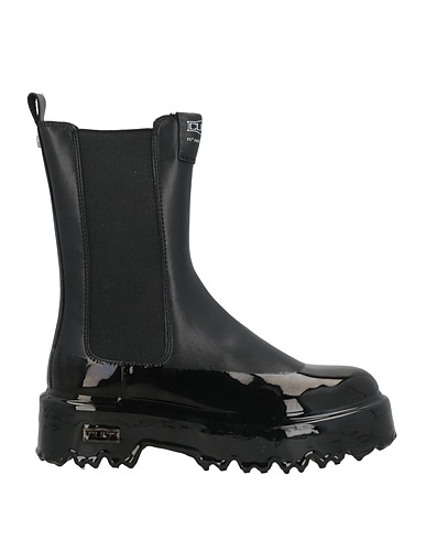 CULT Ankle boot Black Leather, Textile fibers
