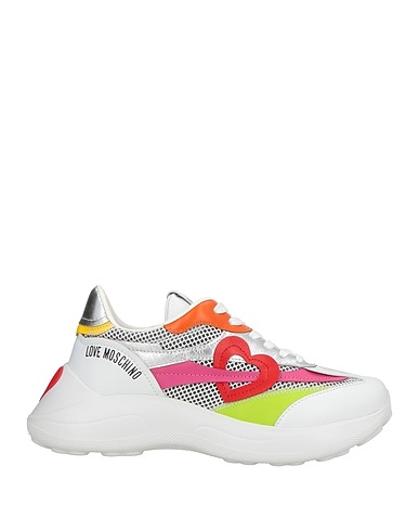 LOVE MOSCHINO Sneakers White Leather, Textile fibres