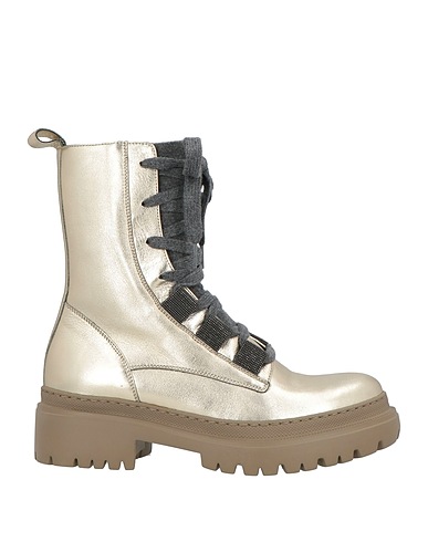 BRUNELLO CUCINELLI Ankle boot Platinum Leather, Brass, Textile fibers
