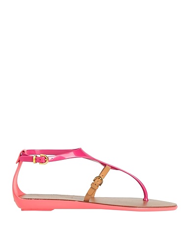 SERGIO ROSSI Flip flops Fuchsia Leather, Textile fibres
