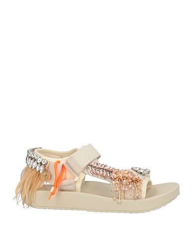 NAN-KU Couture Sandals Off white Textile fibres
