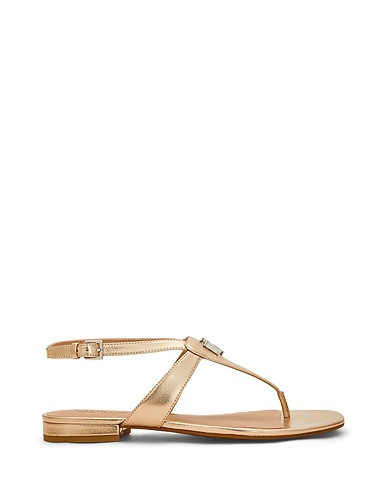 LAUREN RALPH LAUREN Flip flops EVERLEY METALLIC NAPPA LEATHER SANDAL
 Copper Leather