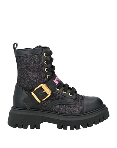 MOSCHINO TEEN Μποτάκι Μαύρο Δέρμα, Ίνες υφασμάτων