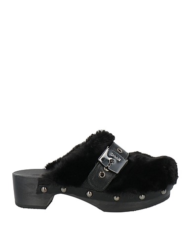 SCHOLL Mules and clogs Black Textile fibres, Leather