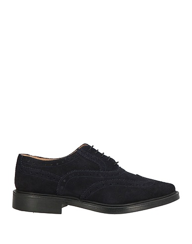 SAXONE Laced shoes BLU NAVY Leather