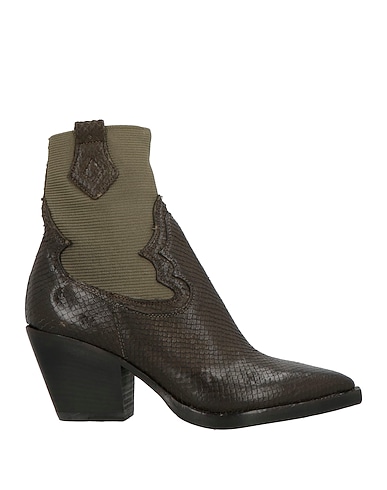 DUCANERO Ankle boot Dark brown Leather, Textile fibers