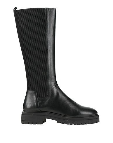 BOBBIES Boots Black Calfskin, Textile fibers