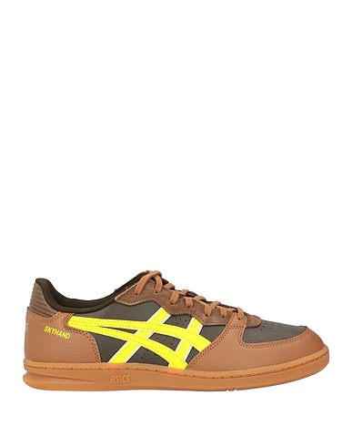 ASICS Sneakers Dark brown Leather, Textile fibers