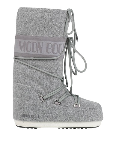 MOON BOOT Stivali Grigio Fibre tessili, Pelle