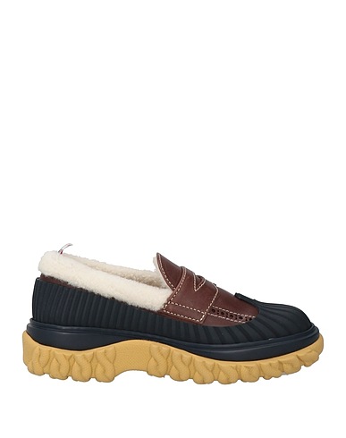 THOM BROWNE Loafers Dark brown Leather, Rubber