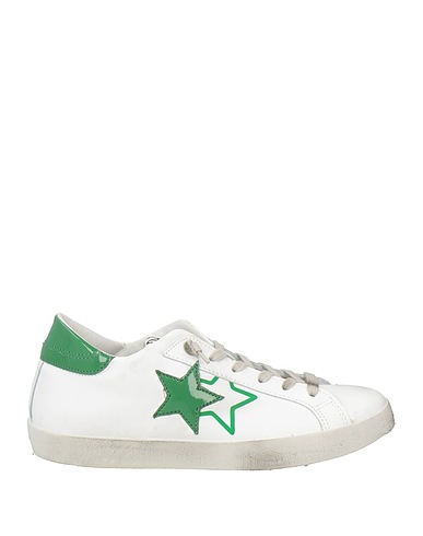 2STAR Sneakers White Leather, Textile fibers