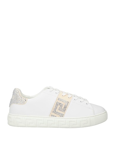 VERSACE Sneakers Ivory Leather, Textile fibres