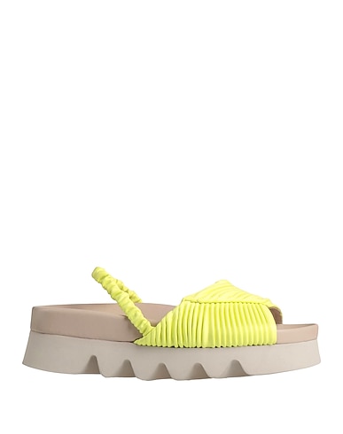 PATRIZIA BONFANTI Sandals Light green Leather, Textile fibres