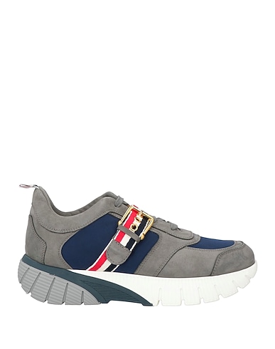 THOM BROWNE Sneakers Navy Leather, Textile fibers