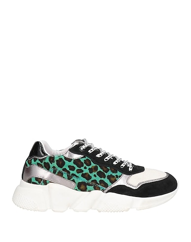 SERAFINI Sneakers Green Leather, Textile fibers