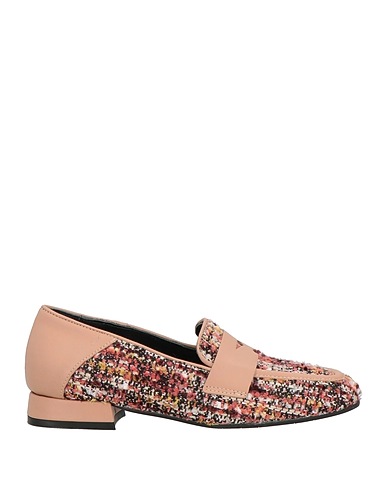 LE PEPITE Loafers Pink Leather, Textile fibres
