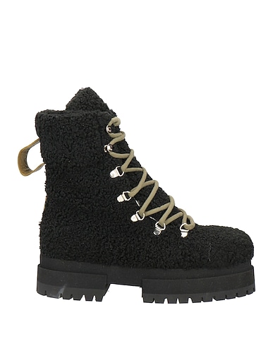 MARIA LUCA Ankle boot Black Leather, Textile fibers