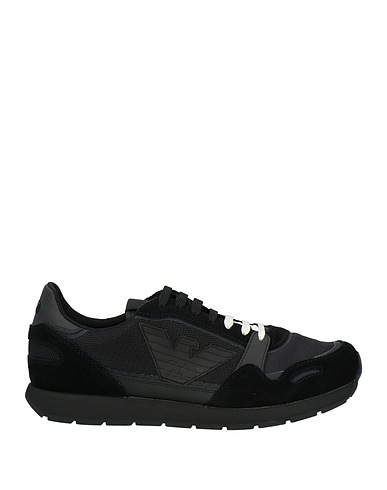 EMPORIO ARMANI Sneakers Black Leather, Textile fibres