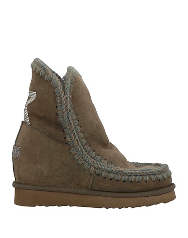 MOU Ankle boot Military green Leather, Textile fibres