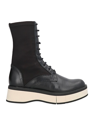 PALOMA BARCELÓ Ankle boot Black Leather, Textile fibers