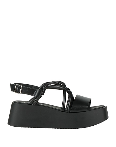 LE BOHÉMIEN Sandals Leather, Textile fibers