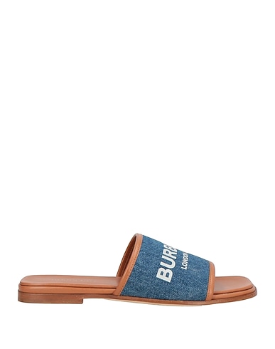 BURBERRY Sandals Blue Leather, Textile fibers