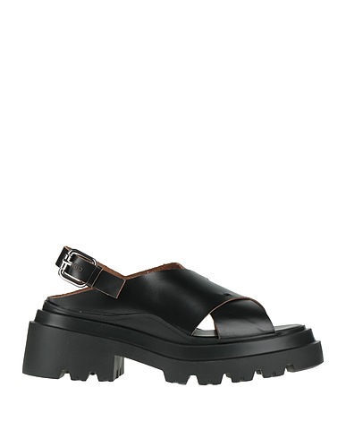 PLAN C Sandals Black Leather
