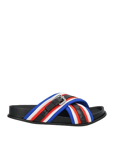 PLAN C Sandals Blue Leather, Textile fibers