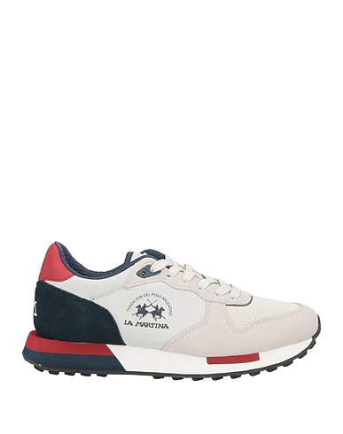 LA MARTINA Sneakers Light grey Leather, Textile fibers