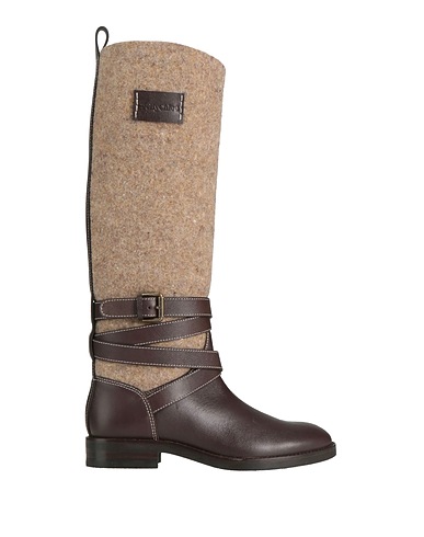 SEE BY CHLOÉ Boots Dark brown Leather, Textile fibers