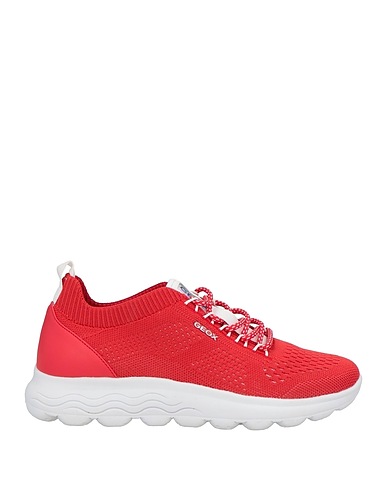 GEOX Sneakers Red Textile fibres, Leather
