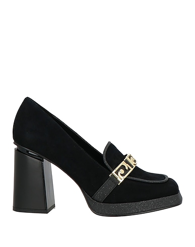 LIU •JO Loafers Black Leather, Textile fibers