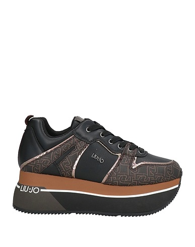 LIU •JO Sneakers Black Leather, Textile fibers
