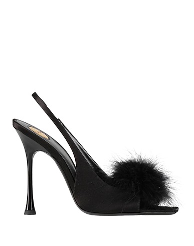 SAINT LAURENT Sandals Black Textile fibres, Leather