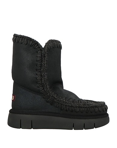 MOU Ankle boot Black Leather, Textile fibres
