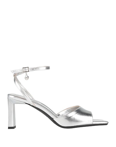ARMANI EXCHANGE Sandals Silver Textile fibres